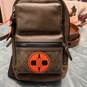 Coach Olive and Orange Men's Backpack